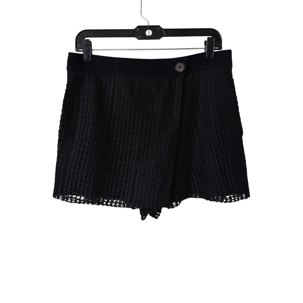 Derek Lam‎ 10 Crosby Black Crochet Skort High Rise Classic Chic Minimalist Boho